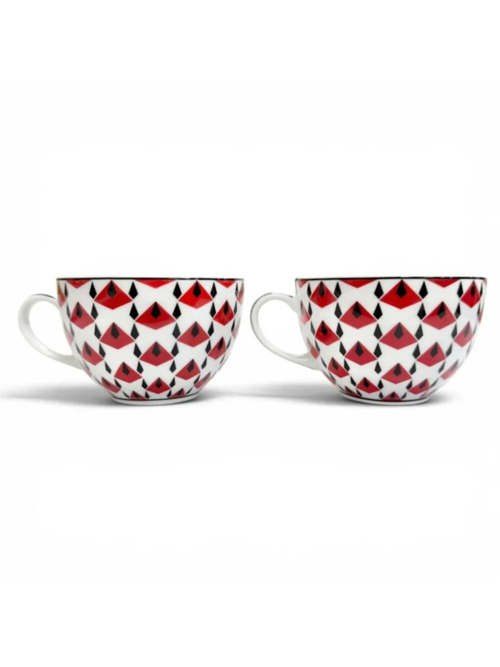 Prada Collection Porcelain Tea Cup Set Vienna Red Cup Saucer Tableware White